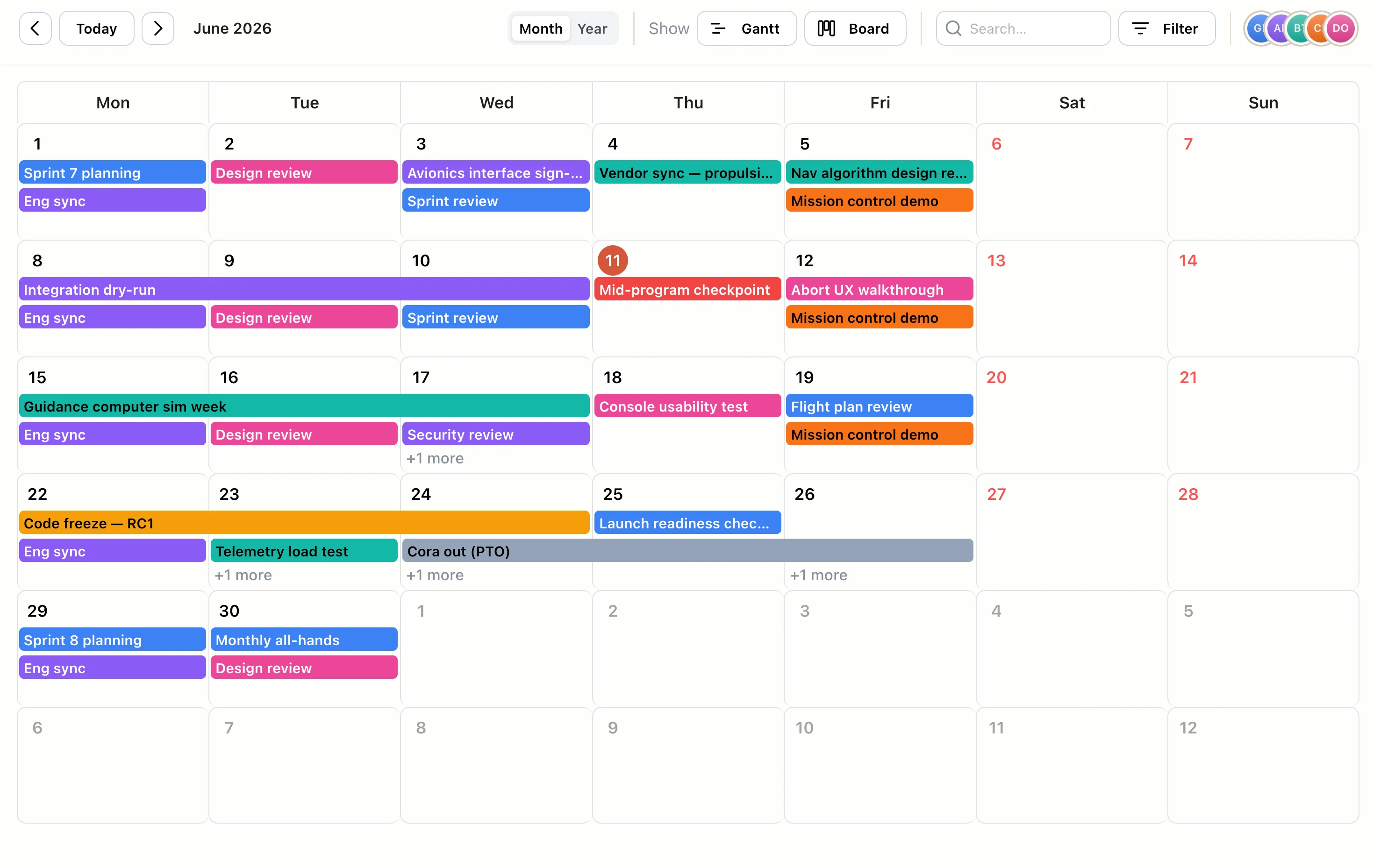 EverGantt calendar