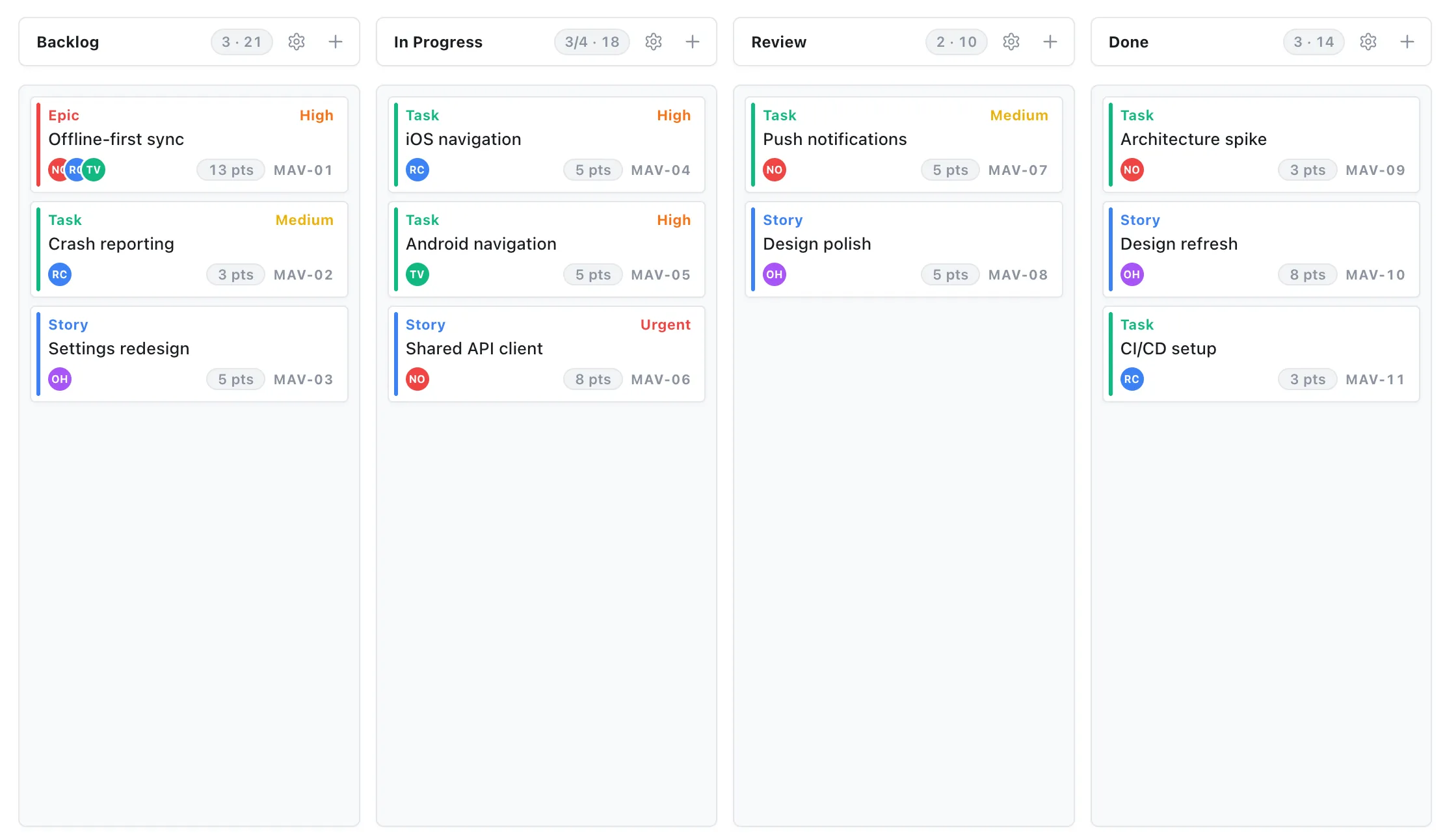 A clean Kanban board you can use without configuring workflows or schemes first
